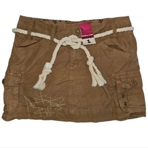 NWT! Y2k Mini Skirt Cargo Old Navy Ultra Low Waist Khaki Rope Belt 2000s NEW